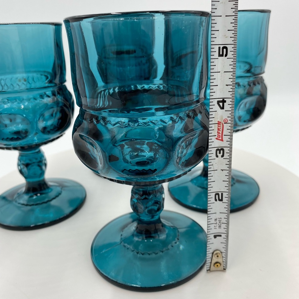 Vintage Tiffin Imperial Blue Kings Crown Thumbprint Goblets Wine Glass Cocktail.